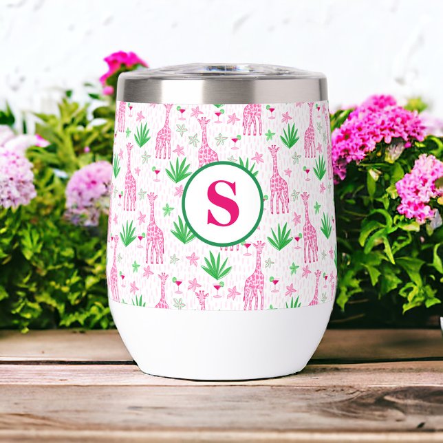 Preppy Giraffes Cosmopolitans Monogram  (Creator Uploaded)