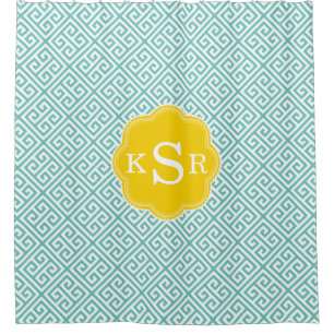 Preppy Girly   Aqua & Yellow Greek Key Custom