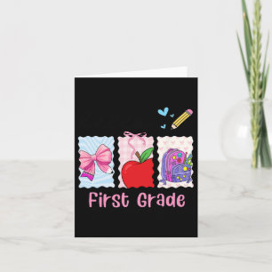 Preppy Girly Back To School Hello First Grade Teac Card