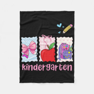 Preppy Girly Back To School Hello Kindergarten Tea Fleece Blanket
