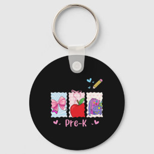 Preppy Girly Back To School Hello Pre-k Preschool  Keychain