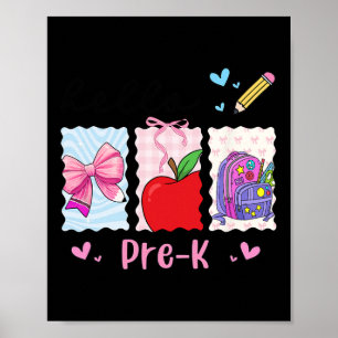 Preppy Girly Back To School Hello Pre-k Preschool Poster