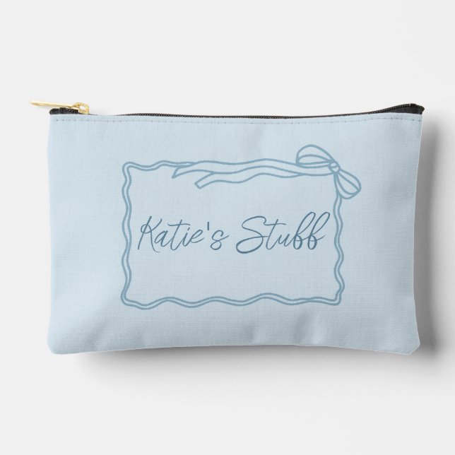 Preppy girly bridesmaid gift cute bow accessory pouch (Front)