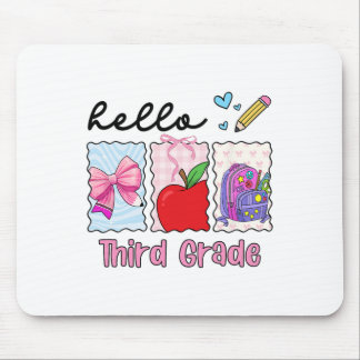 Preppy Girly Ck To School Hello Third Grade Teache Mouse Pad