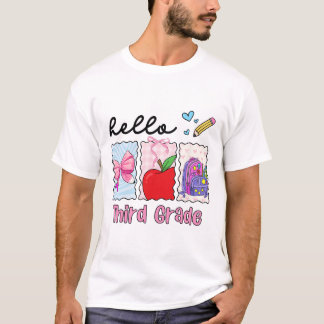Preppy Girly Ck To School Hello Third Grade Teache T-Shirt