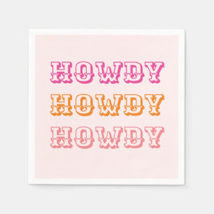 Preppy Girly Howdy Hot Pink Orange  Napkin