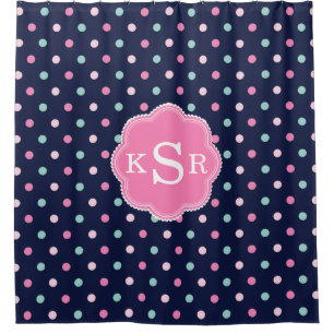 Preppy Girly Navy Pink Aqua Dots Personalized