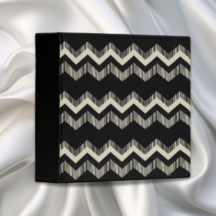 Preppy Girly Pattern Black And Grey Chevron Binder