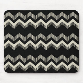 Preppy Girly Pattern Black And Grey Chevron Mouse Pad