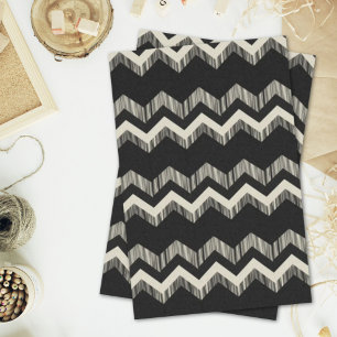 Preppy Girly Pattern Black And Grey Chevron Tissue Paper
