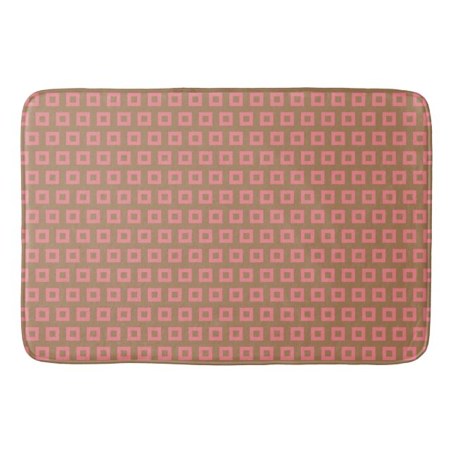  Preppy Gold and Bronze Geometric Grid Pattern Bath Mat (Front)