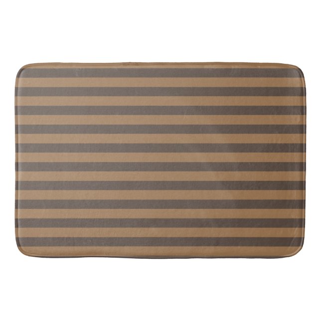  Preppy Gold and Bronze Stripes Geometric Pattern Bath Mat (Front)