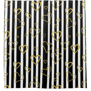 Preppy Gold Hearts Stripe Pattern