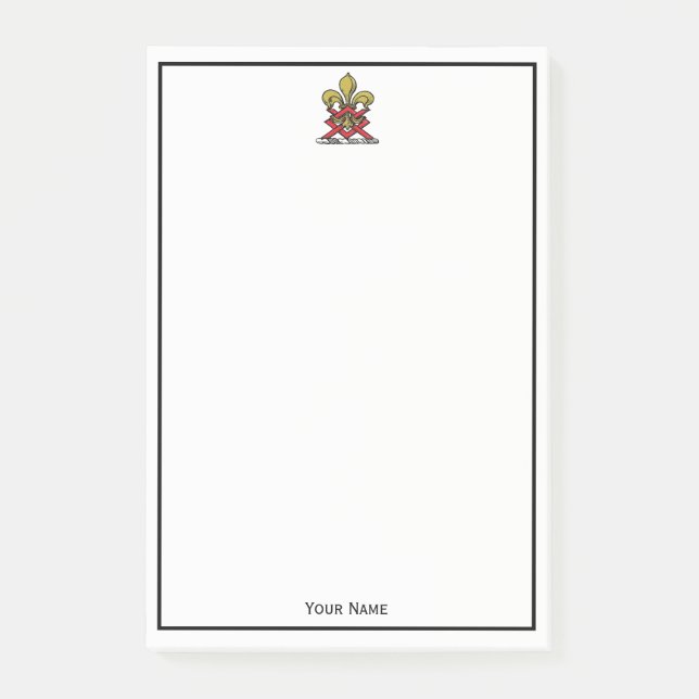 Preppy Gold Red Heraldic Crest Fleur de Lis Emblem Post-it Notes (Front)