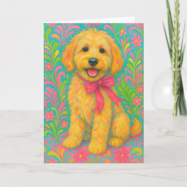 Preppy Golden Doodle Card (Front)