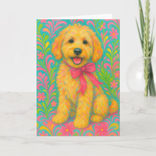 Preppy Golden Doodle Card