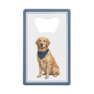 Preppy Golden Retriever Credit Card Bottle Opener