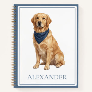 Preppy Golden Retriever Personalized Notebook