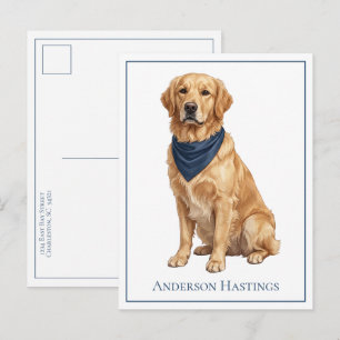Preppy Golden Retriever Personalized Postcard