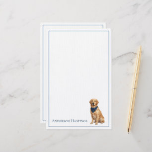 Preppy Golden Retriever Personalized Stationery
