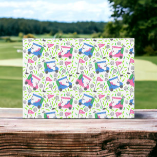 Preppy Golf Cart Pattern / Pink & Blue Golf Carts Card