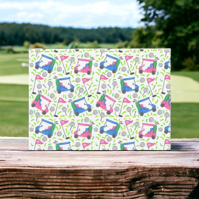 Preppy Golf Cart Pattern / Pink & Blue Golf Carts Card (Creator Uploaded)