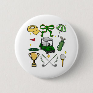 Preppy Golf Coquette 2 Inch Round Button