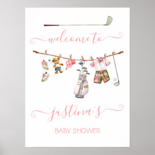 Preppy Golf Girl Baby shower Affiche de bienvenue