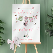 Preppy Golf Girl Baby shower Affiche de bienvenue