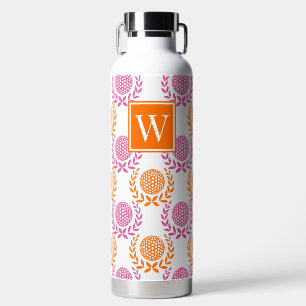 Preppy Golf Laurel Wreath - Orange & Hot Pink Water Bottle
