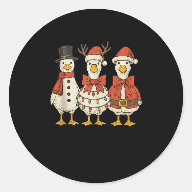 Preppy Goose Christmas Crew 2025 Funny Santa Funny Classic Round Sticker (Front)