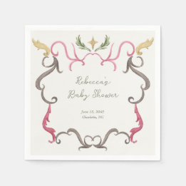 Preppy Grandmillenial Maximalist Frame Baby Shower Napkin
