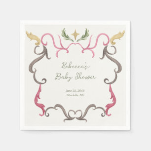 Preppy Grandmillenial Maximalist Frame Baby Shower Napkin
