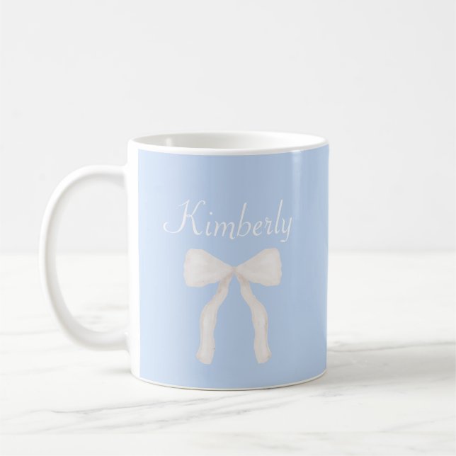 Preppy Grandmillennial Bow Personalized  Coffee Mug (Left)
