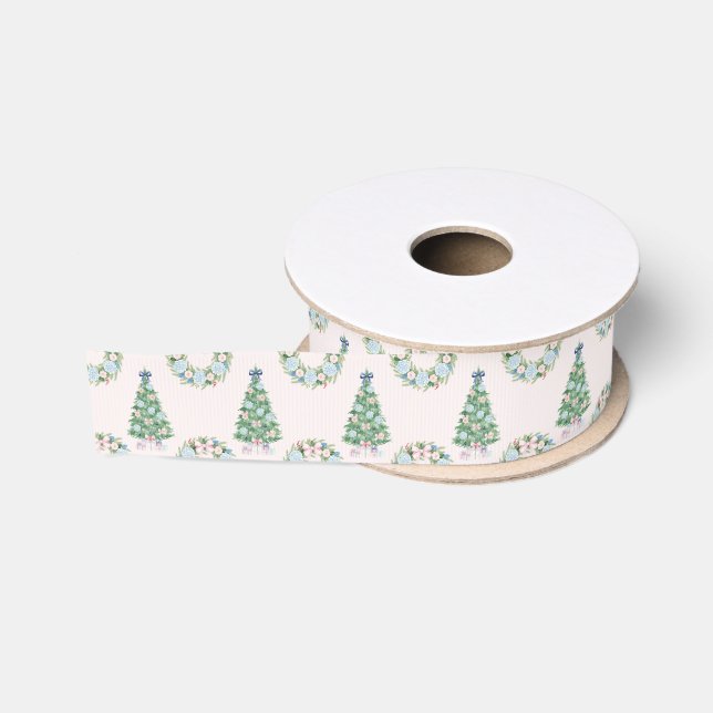Preppy Grandmillennial Christmas Grosgrain Ribbon (Spool)
