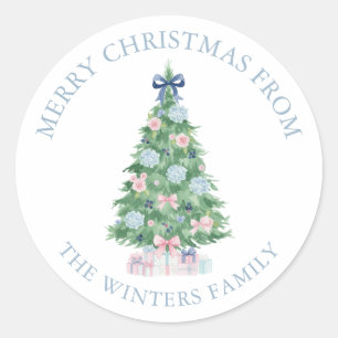Preppy Grandmillennial Christmas Tree Gift Classic Round Sticker