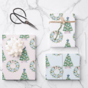 Preppy Grandmillennial Christmas Wrapping Paper Sheet