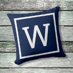 Preppy Graphic Border Monogram Throw Pillow<br><div class="desc">A chic stylish preppy graphic border design to complete the decor of any room in your home. Personalize with your monogram initial. Customize the colour to match your decor. Designed by Thisisnotme©</div>