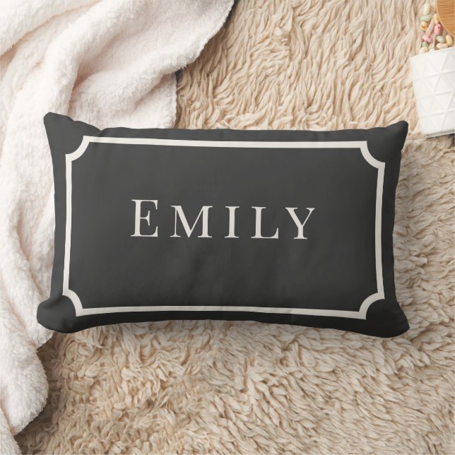 Preppy Gray & White Name Dorm Pillow (Blanket)