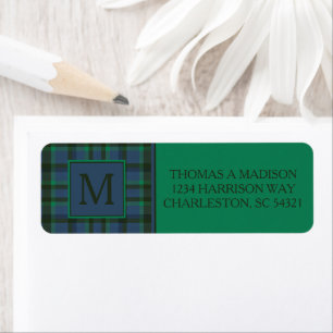Preppy Green and Blue Plaid Monogram