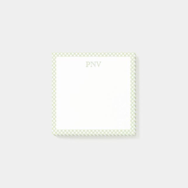 Preppy Green and White Post-It Notes (Front)
