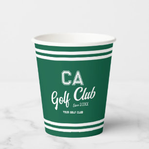 Preppy Green Golf Club Club Custom Crest Party Paper Cups