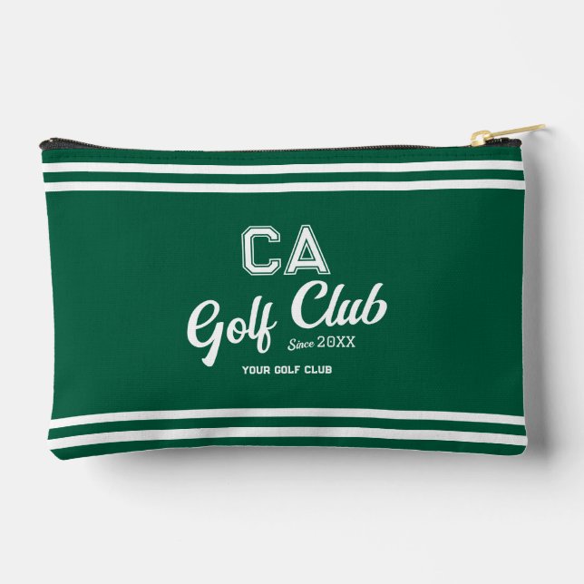 Preppy Green Golf Club Custom Crest  Accessory Pouch (Back)