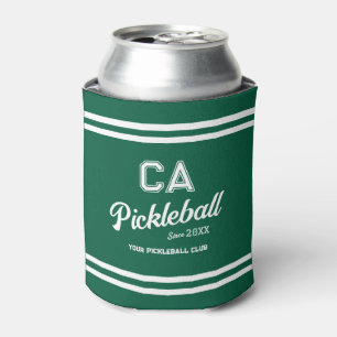 Preppy Green Pickleball Club Custom Crest Party Can Cooler