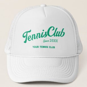 Preppy Green Tennis Club Custom Crest Party Trucker Hat