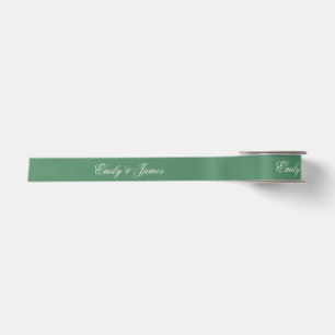 Preppy Green Wedding Personalized Name Satin Ribbon