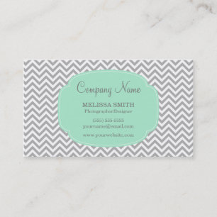 Preppy Grey Mint Chevron Business Card