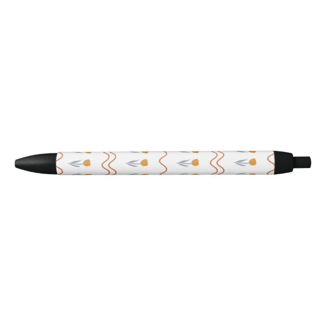 Preppy Groovy Stripe Tulip Flower Pattern  Black Ink Pen (Front)