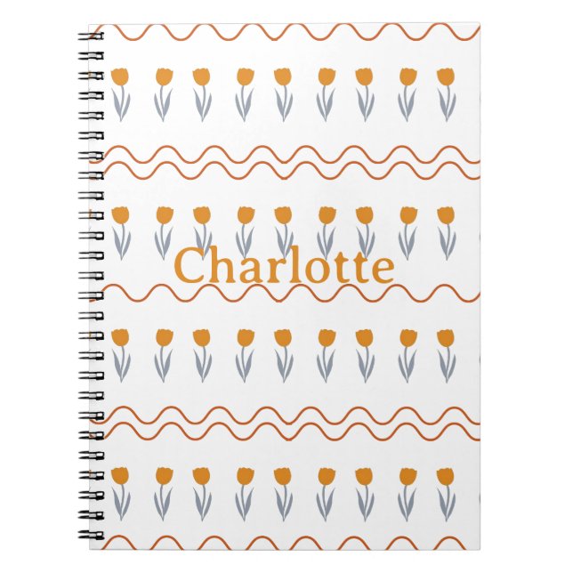 Preppy Groovy Stripe Tulip Flower Pattern  Notebook (Front)