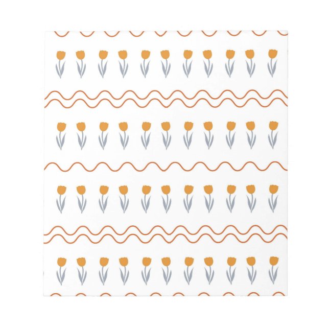 Preppy Groovy Stripe Tulip Flower Pattern  Notepad (Front)